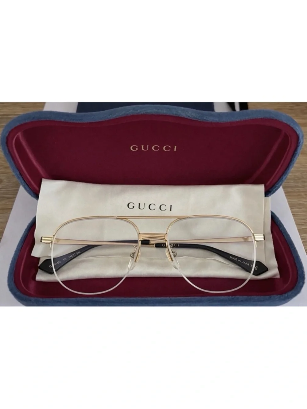 Gucci GG0745O Gold Aviator Optical Frames 54mm Metal